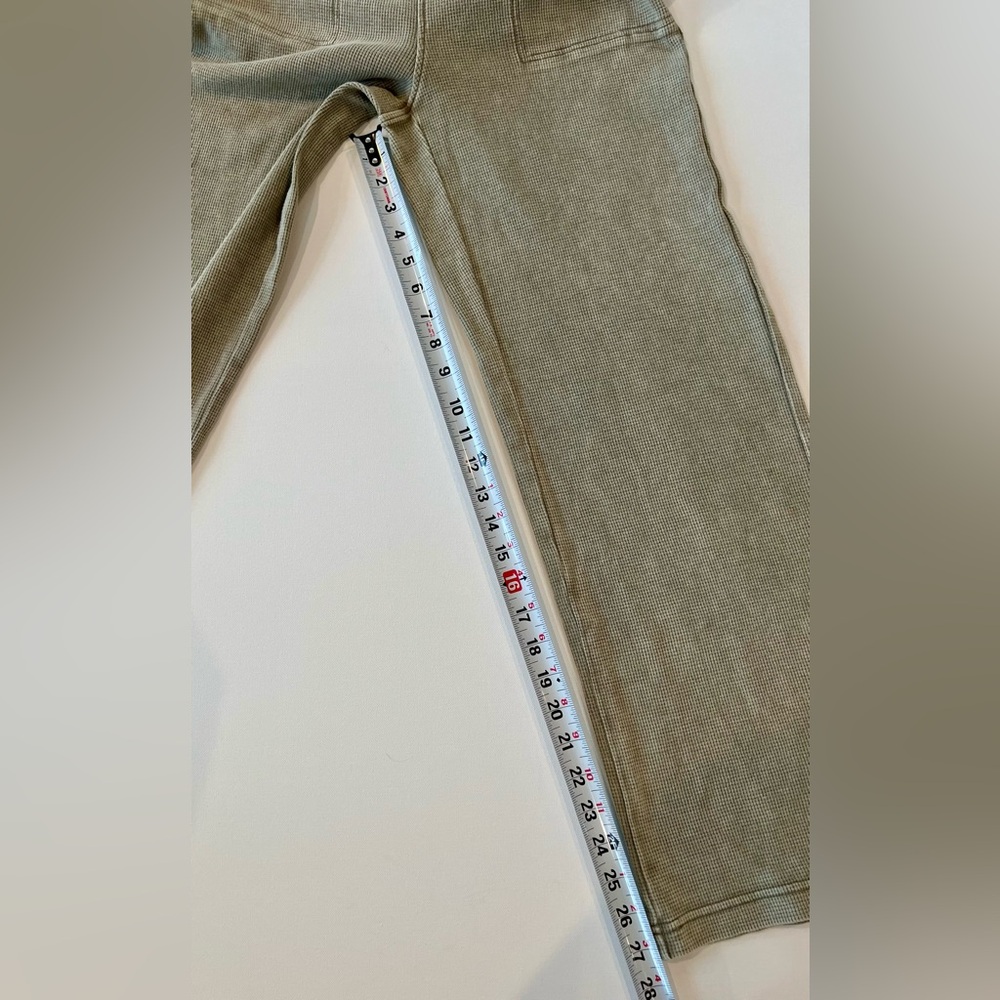 Jane and Delancey Waffle Ribbed Olive Army Green Straight Leg Stretch Lounge - Picture 3 of 13